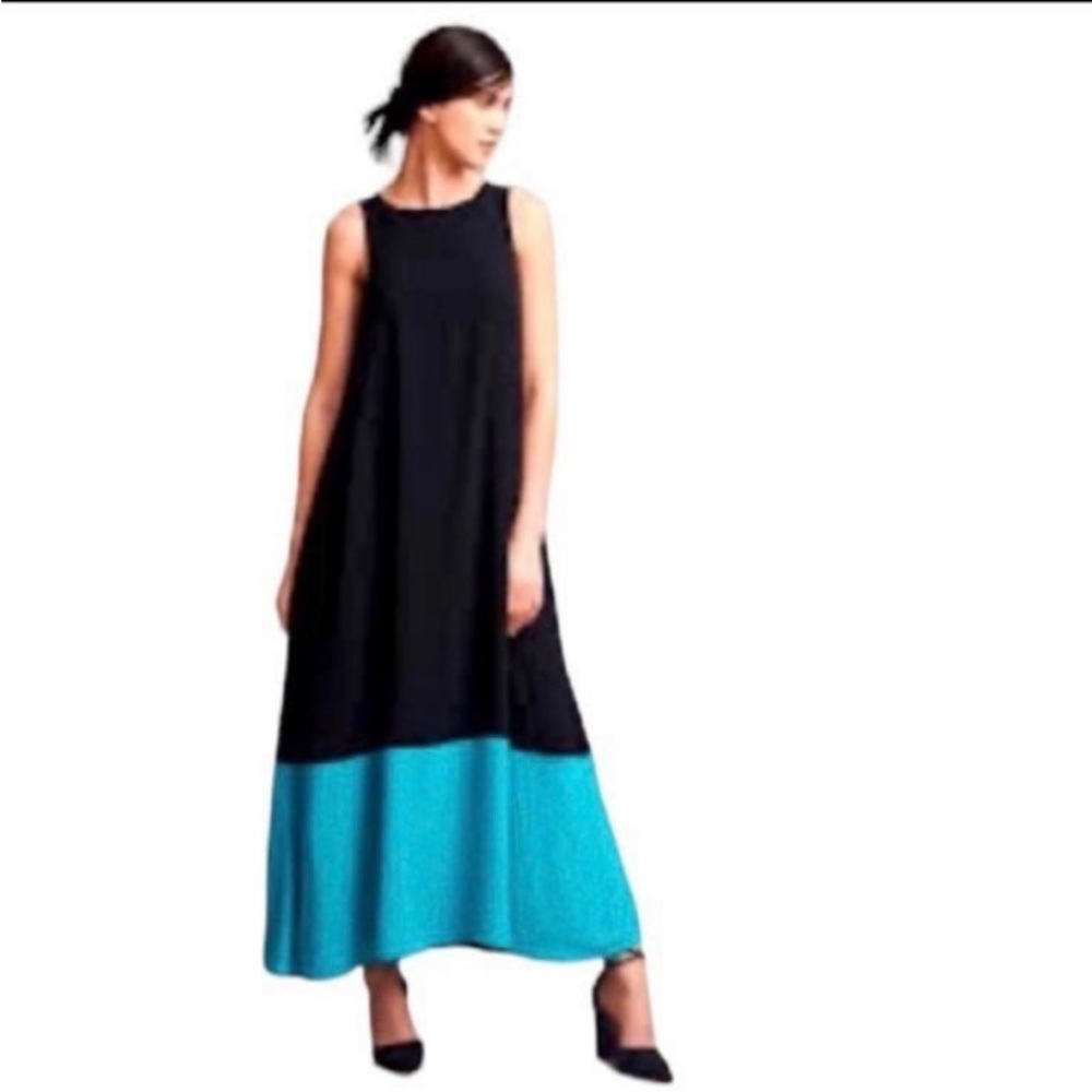 BLACK CHARLIE PAIGE COLOR BLOCK MAXI DRESS